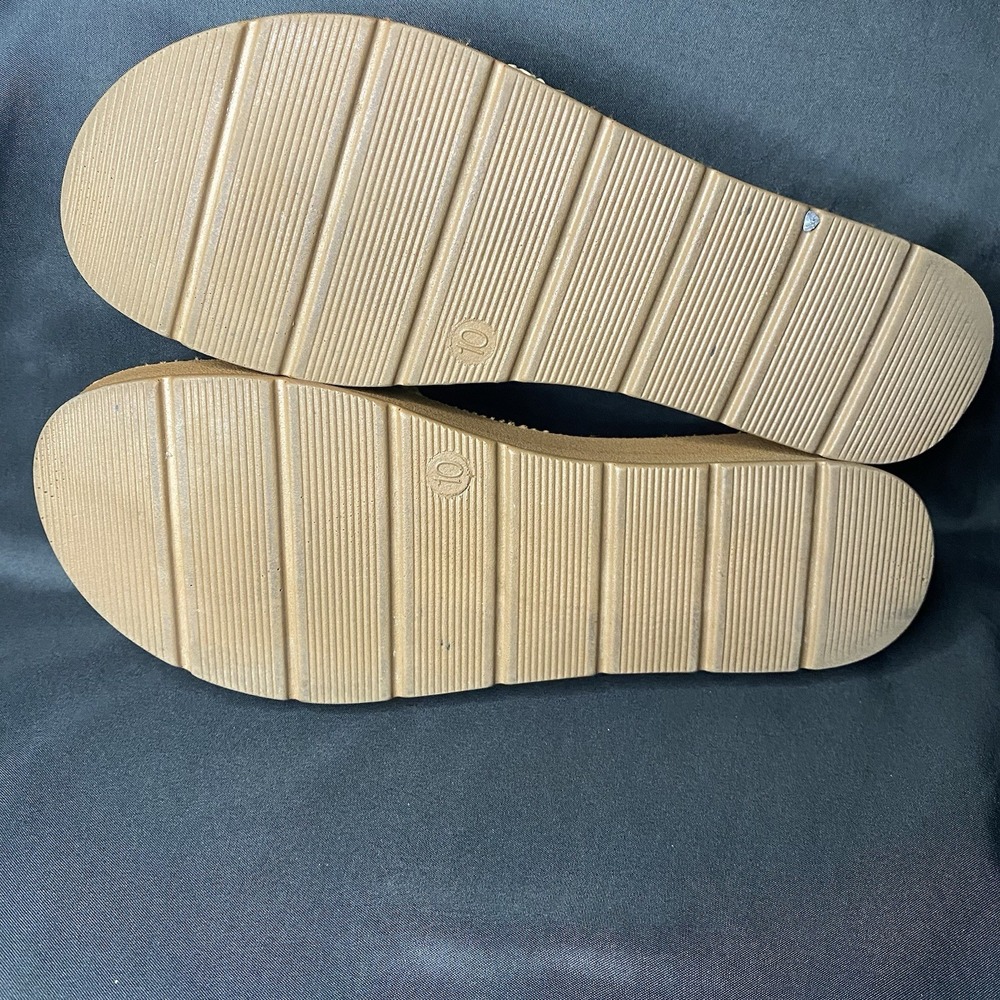 Rouge Helium Woven Raffia Slide Sandals Size 10 Tan Braided Open Toe - Picture 8 of 10